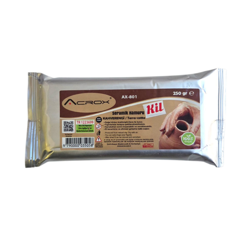 ACROX SERAMİK HAMURU KİL KAHVE 250 GR