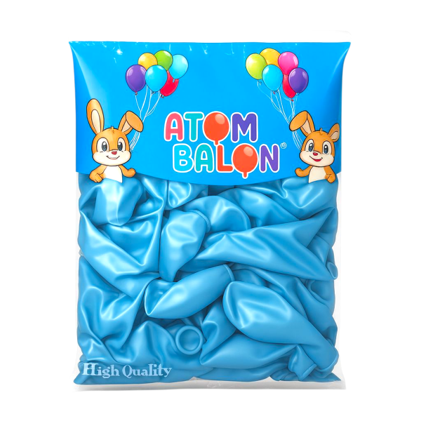 ATOM METALİK AÇIK MAVİ BALON
