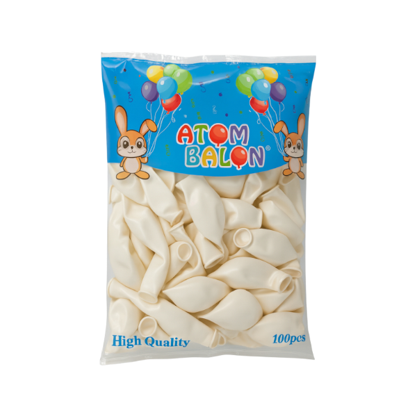 ATOM METALİK BEYAZ BALON 100 LÜ
