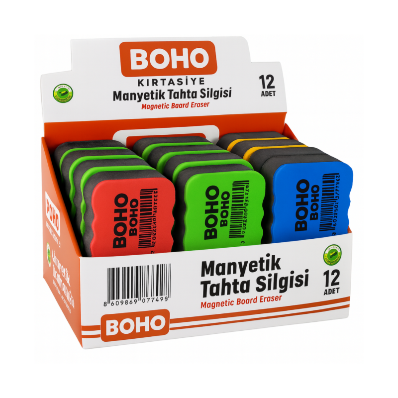 BOHO GÜLENYÜZ MANYETİK TAHTA SİLGİSİ 12 Lİ