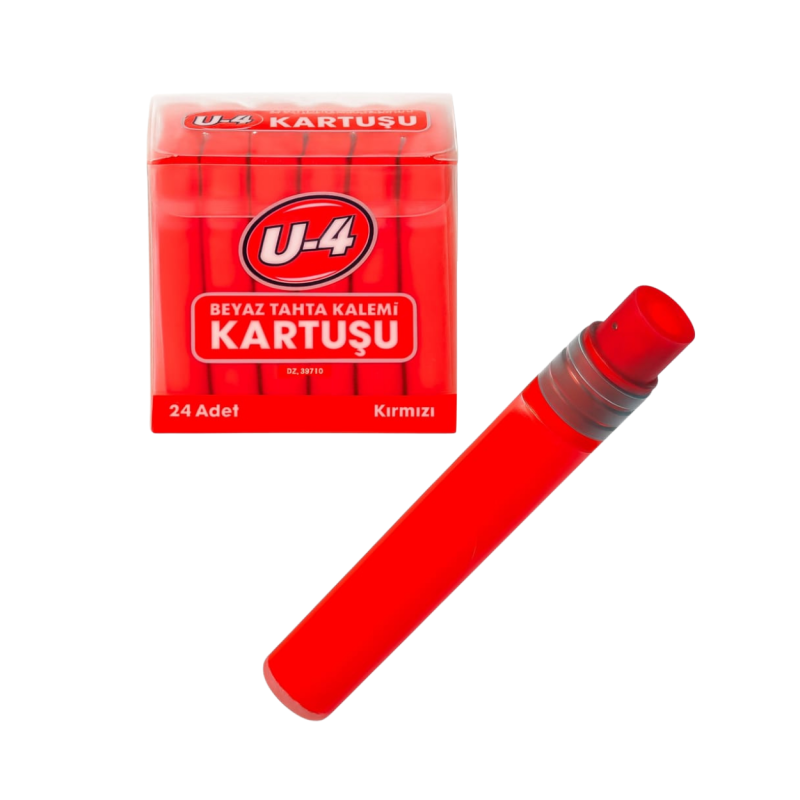 U-4 TAHTA KALEM KARTUŞU KIRMIZI 24 LÜ