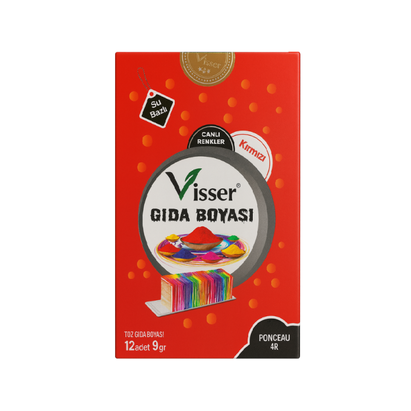VİSSER GIDA BOYASI KIRMIZI 9 GR x 12 ADET