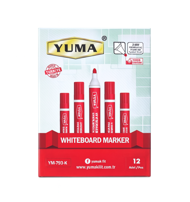 YUMA TAHTA KALEMİ KIRMIZI 12 Lİ