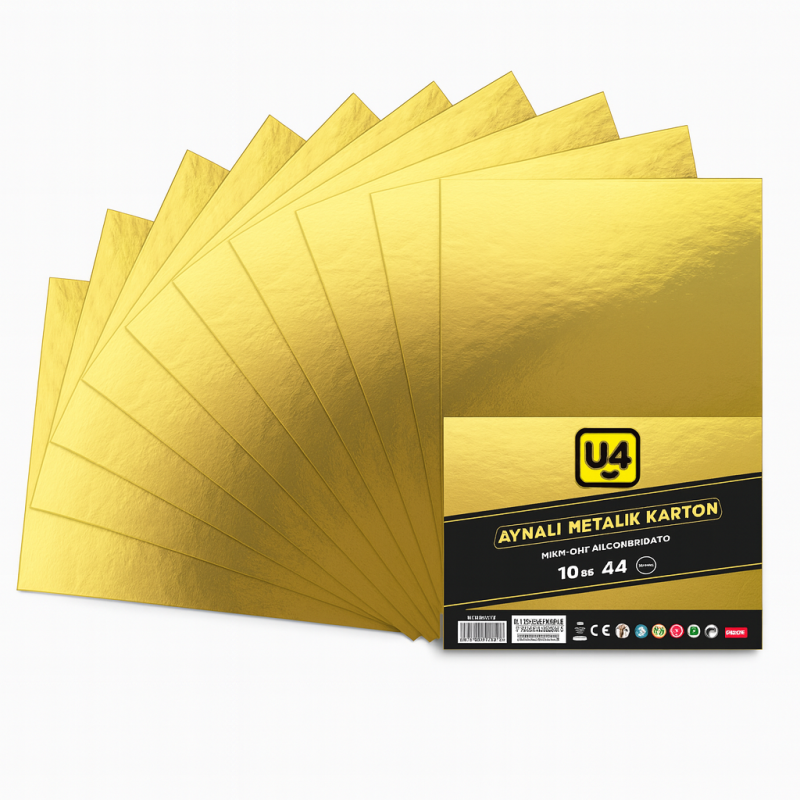 U-4 AYNALI KARTON METALİK GOLD A4 10 LU