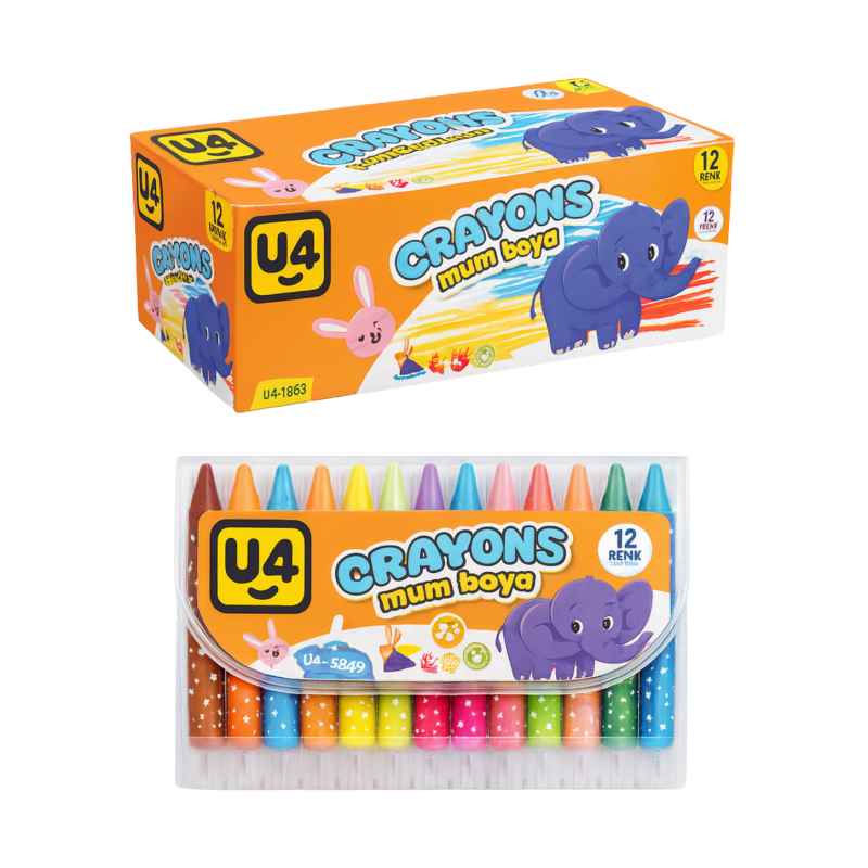 U-4 CRAYON BOYA ÇEVİRMELİ KISA 12 Lİ
