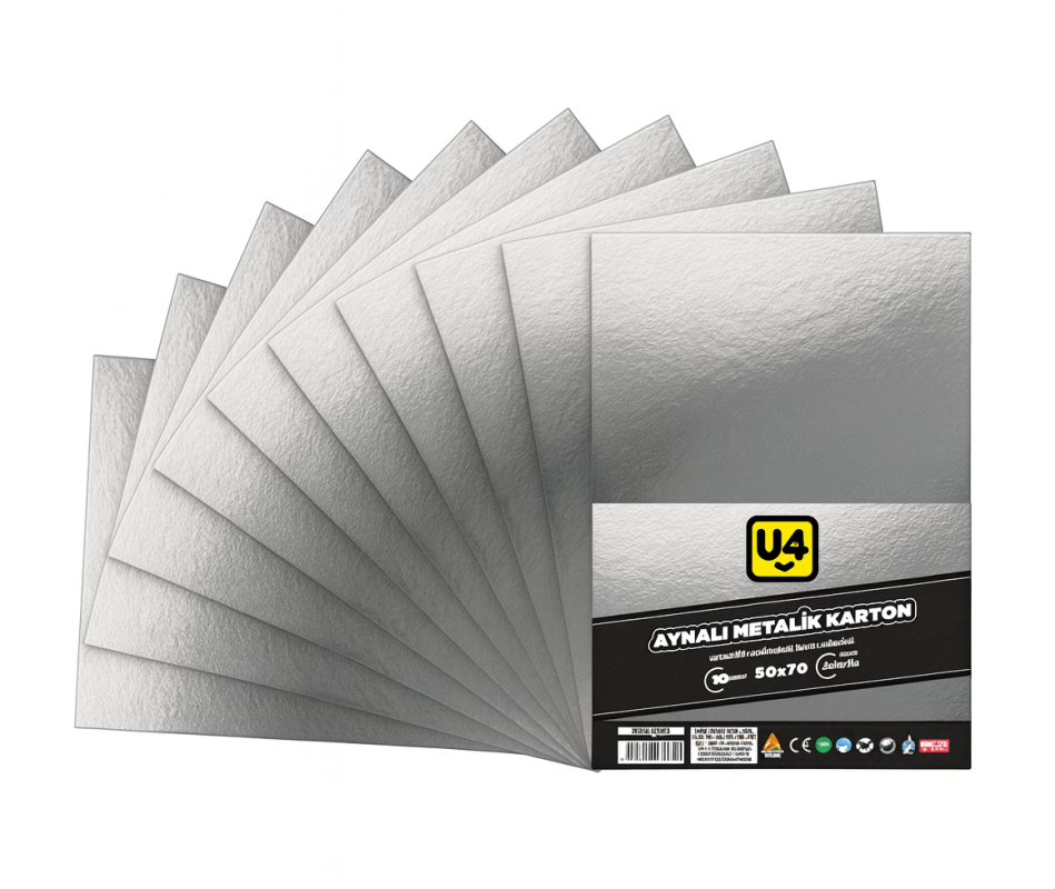 U-4 AYNALI KARTON METALİK SİLVER 50x70 10 LU