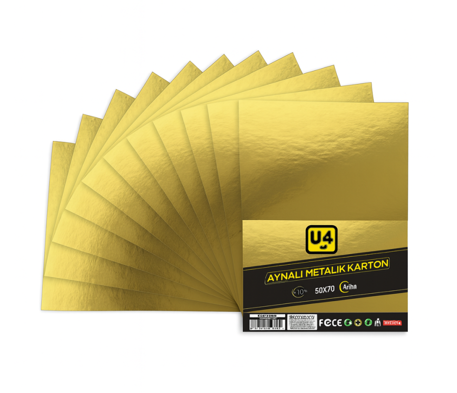 U-4 AYNALI KARTON METALİK GOLD 50x70 10 LU