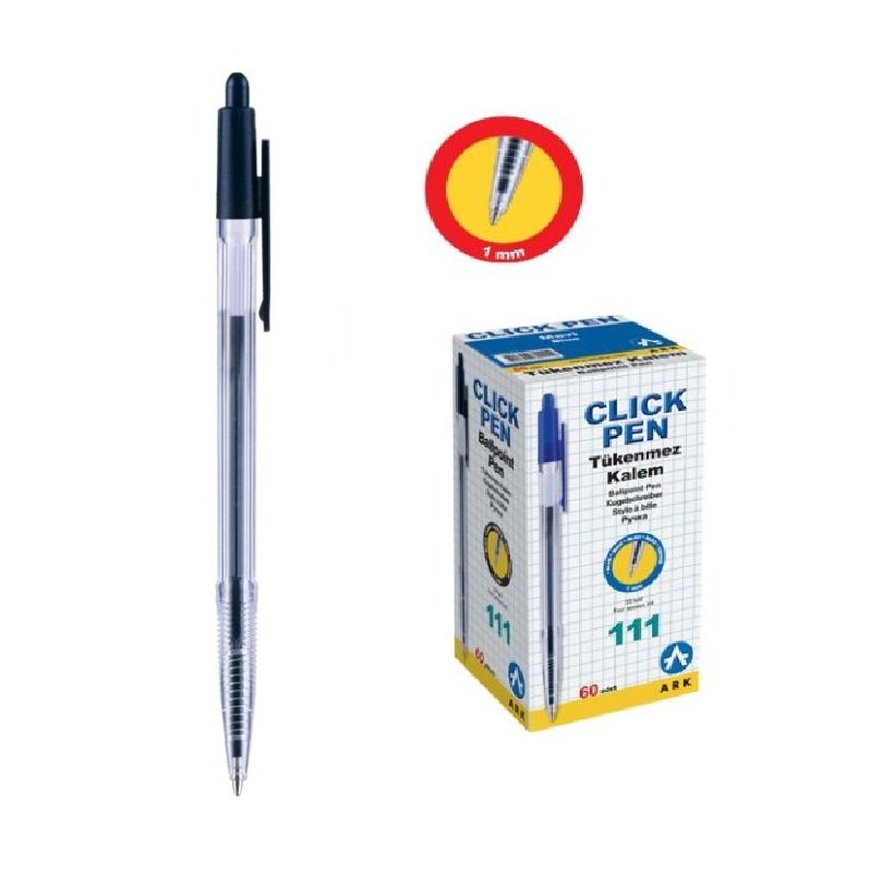 ARK TÜKENMEZ KALEM BASMALI SİYAH 60 LI