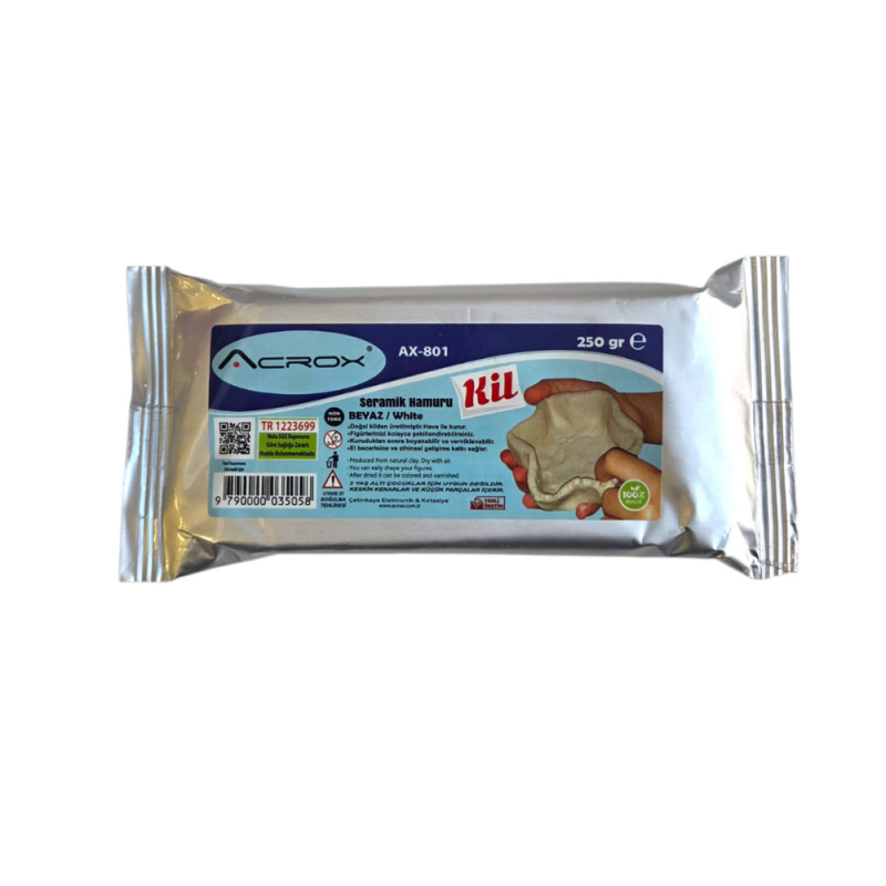 ACROX SERAMİK HAMURU KİL BEYAZ 250 GR