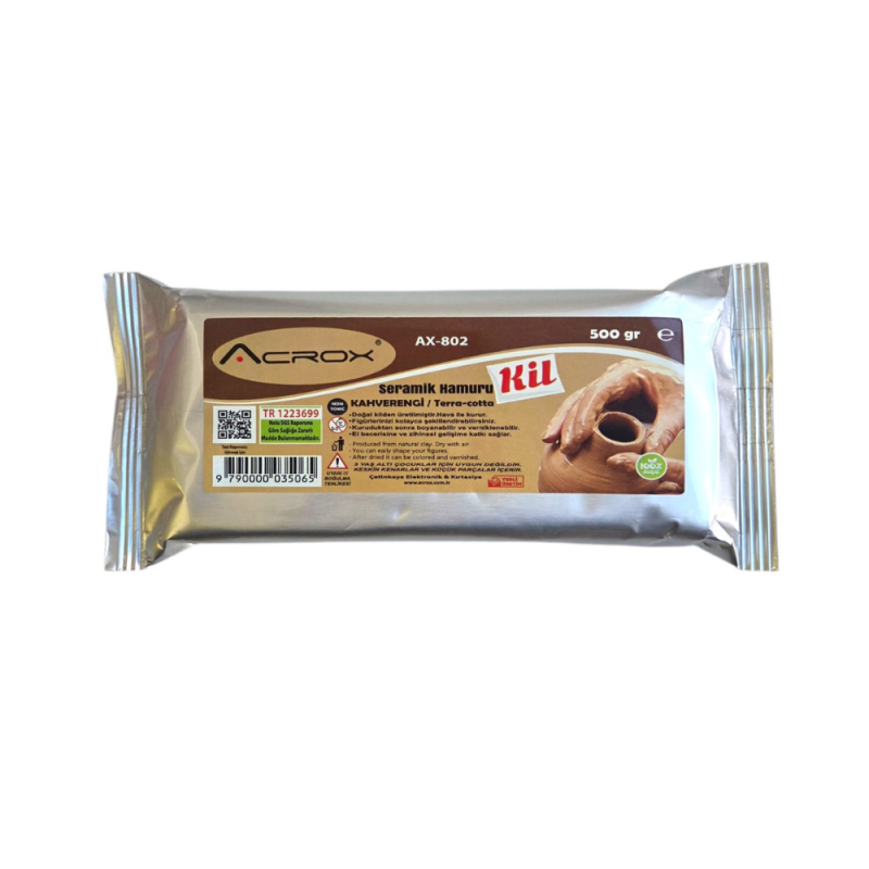 ACROX SERAMİK HAMURU KİL KAHVE 500 GR