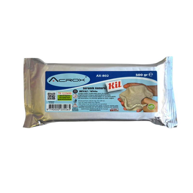 ACROX SERAMİK HAMURU KİL BEYAZ 500 GR