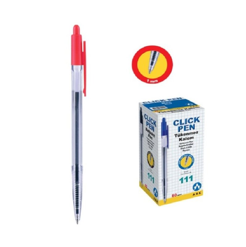 ARK TÜKENMEZ KALEM BASMALI KIRMIZI 60 LI