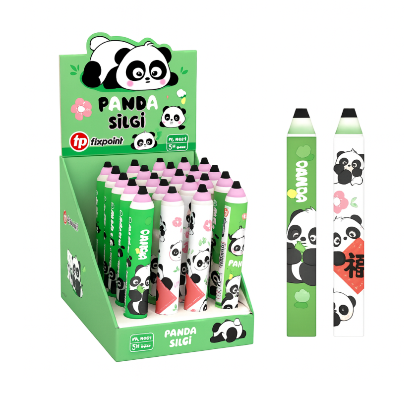 FİXPOİNT SİLGİ SİLİNDİR MODEL PANDA DESENLİ 24 LÜ P-1628