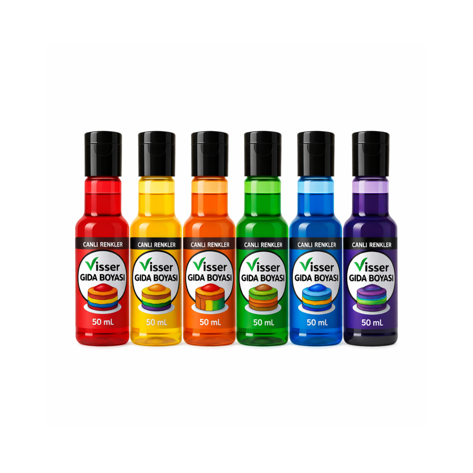 VİSSER GIDA BOYASI SIVI 6 RENK KARIŞIK