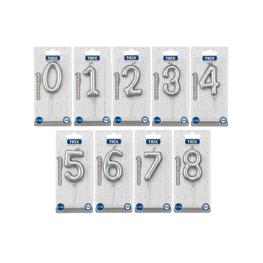 DOĞUM GÜNÜ MUMU RAKAM SILVER 36 LI D-146