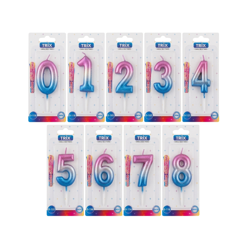DOĞUM GÜNÜ MUMU RAKAM METALİK 36 LI D-148