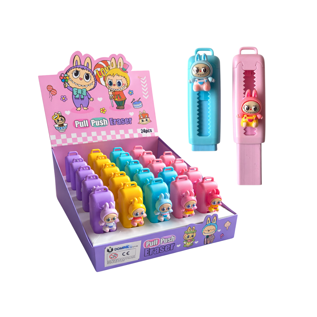 DOMİNİC LABUBU ÇEKME SİLGİ 24 LÜ