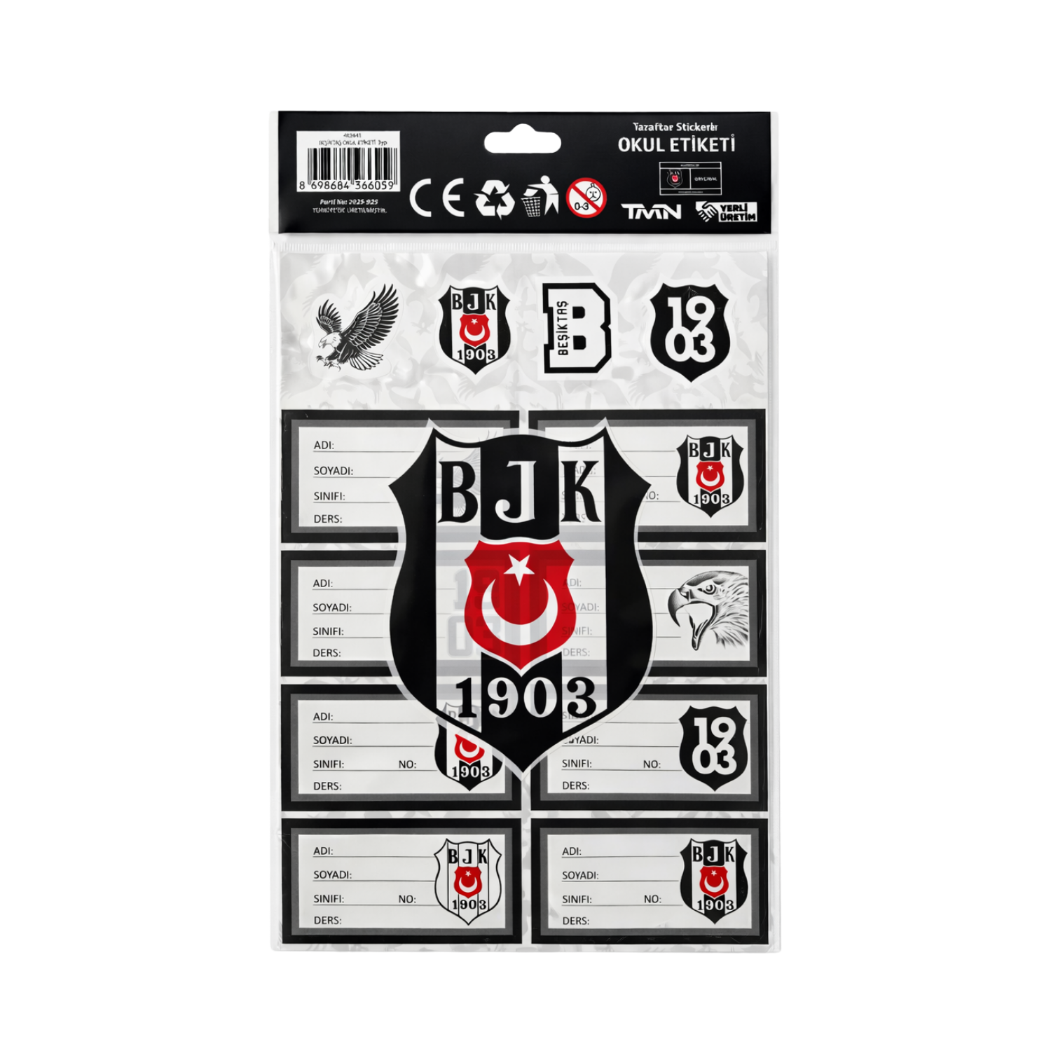 BEŞİKTAŞ OKUL ETİKETİ 3 YPR 25 Lİ