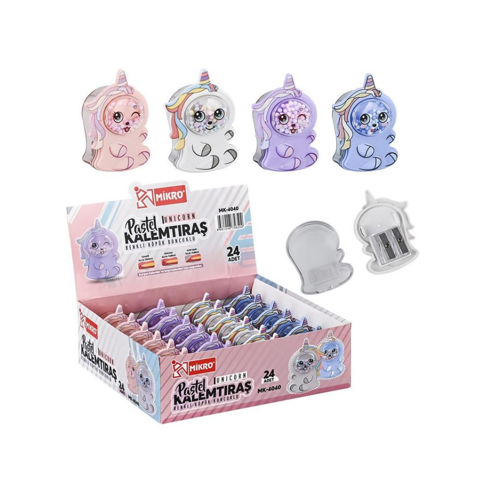 MİKRO KALEMTRAŞ PASTEL UNİCORN 24 LÜ MK-4040