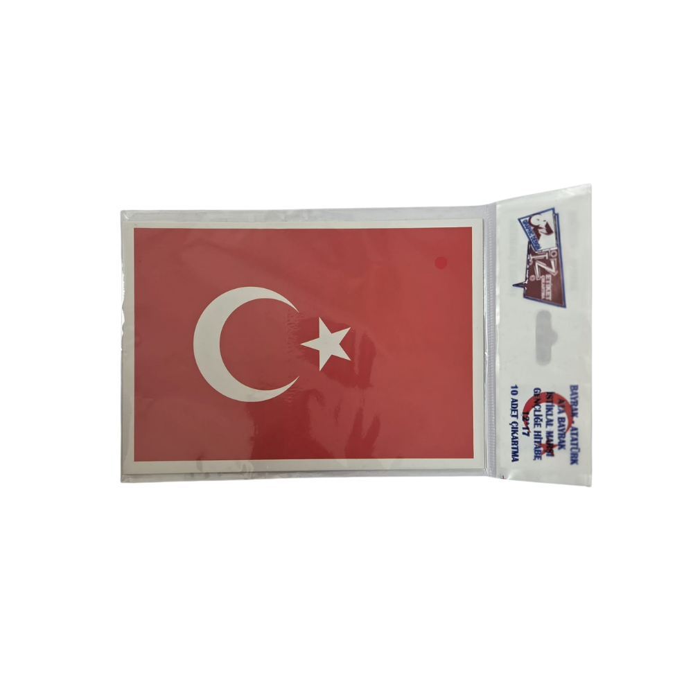 BAYRAK ATATÜRK ÇIKARTMA 12X17 10 LU