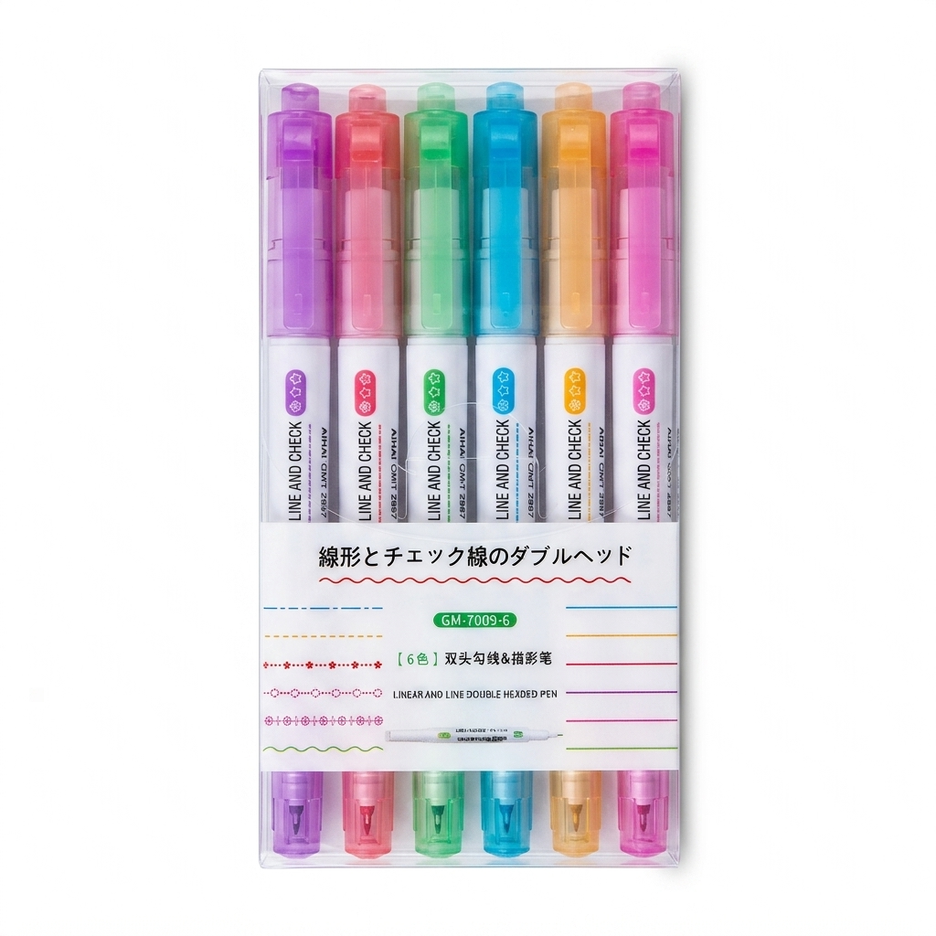 FOSFORLU DESENLİ KALEM 6 LI ÇİFT TARAFLI