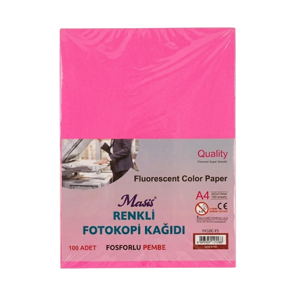 MASİS FOSFORLU PEMBE RENKLİ FOTOKOPİ KAĞIDI 100 LÜ