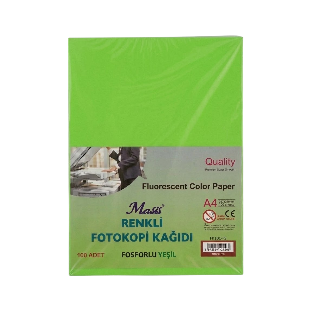 MASİS FOSFORLU YEŞİL RENKLİ FOTOKOPİ KAĞIDI 100 LÜ
