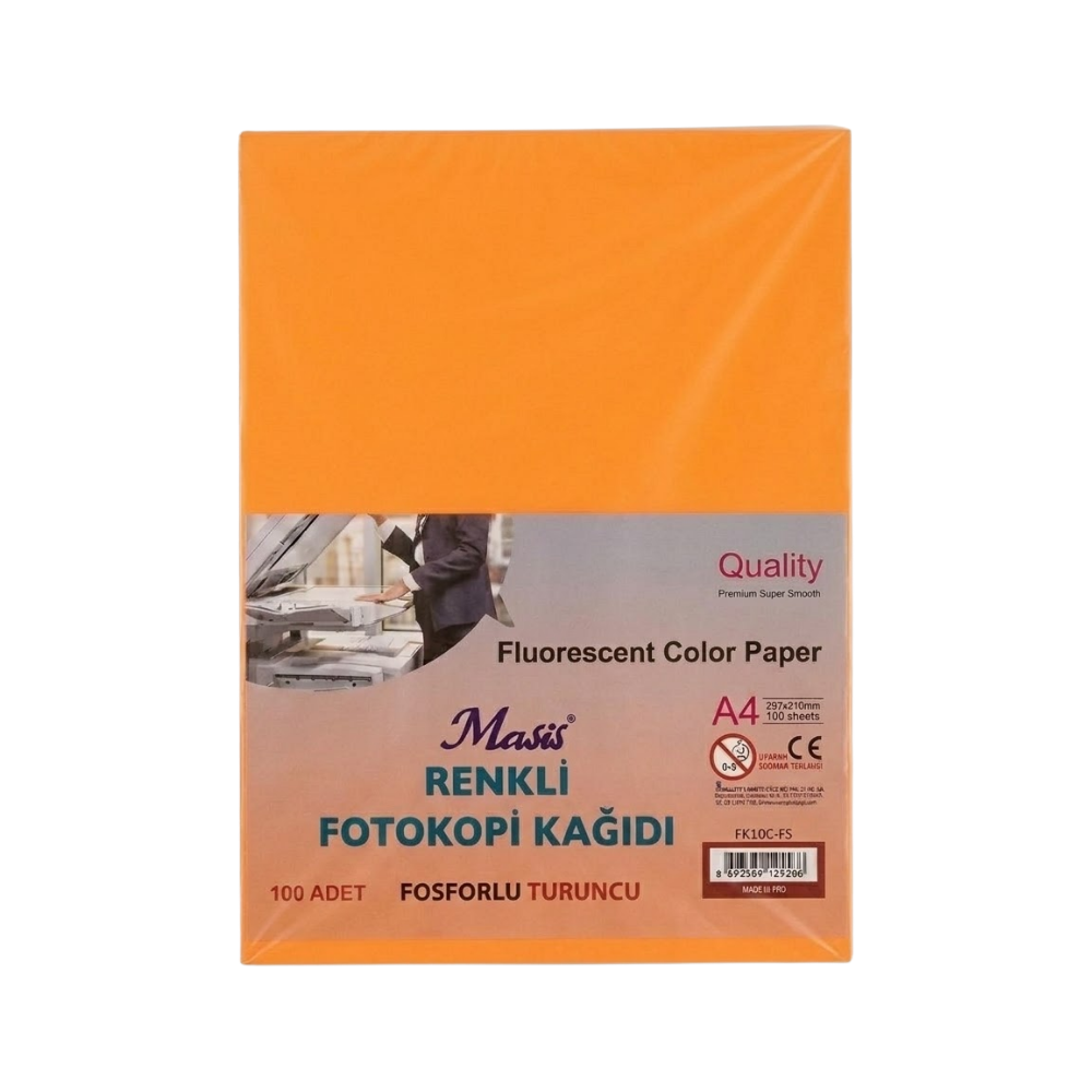 MASİS FOSFORLU TURUNCU RENKLİ FOTOKOPİ KAĞIDI 100 LÜ