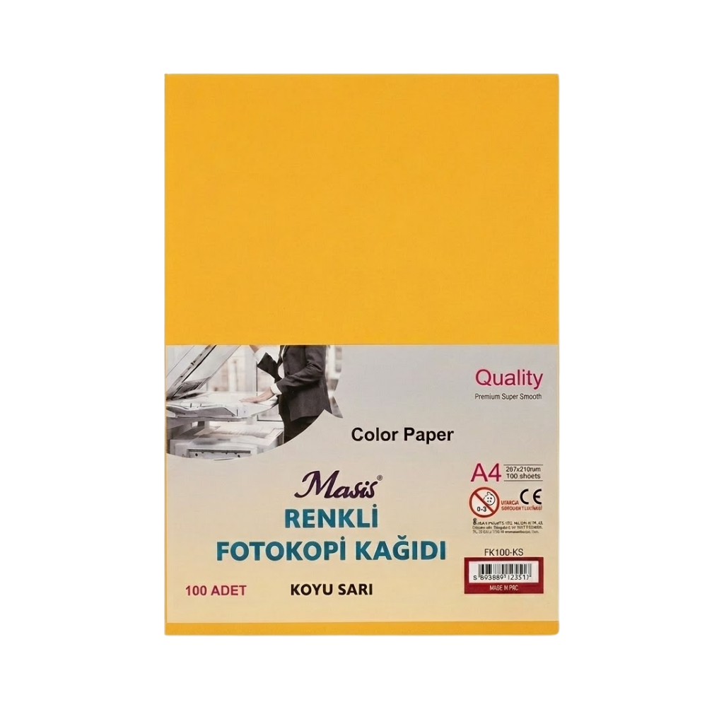 MASİS KOYU SARI RENKLİ FOTOKOPİ KAĞIDI 100 LÜ