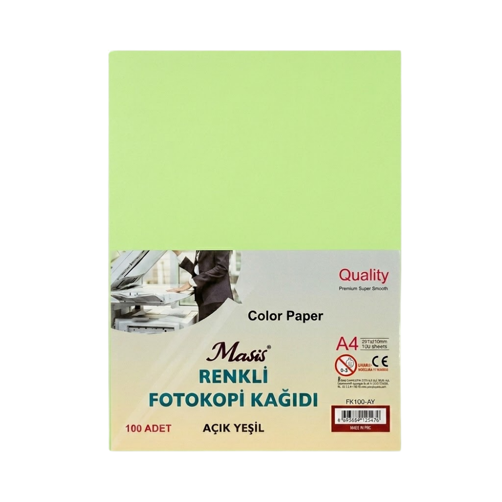MASİS AÇIK YEŞİL RENKLİ FOTOKOPİ KAĞIDI 100 LÜ