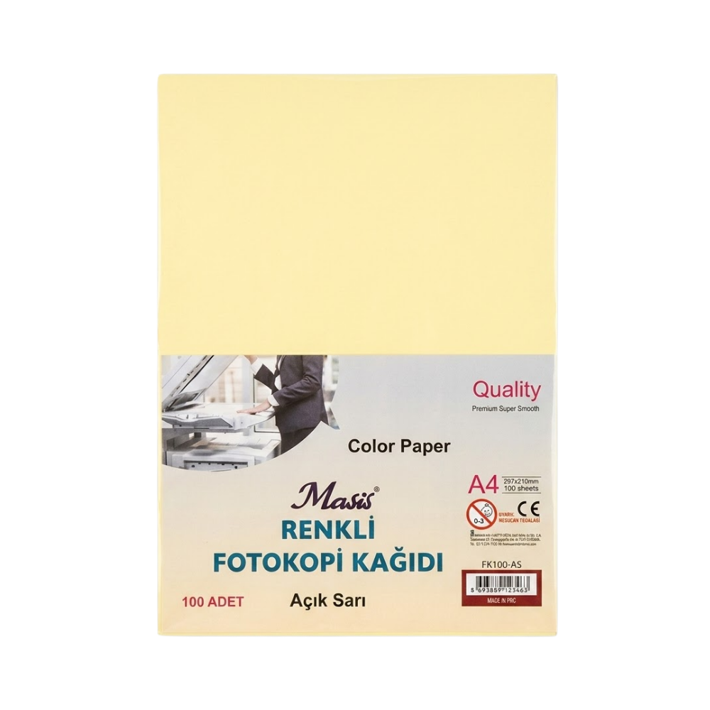 MASİS AÇIK SARI RENKLİ FOTOKOPİ KAĞIDI 100 LÜ
