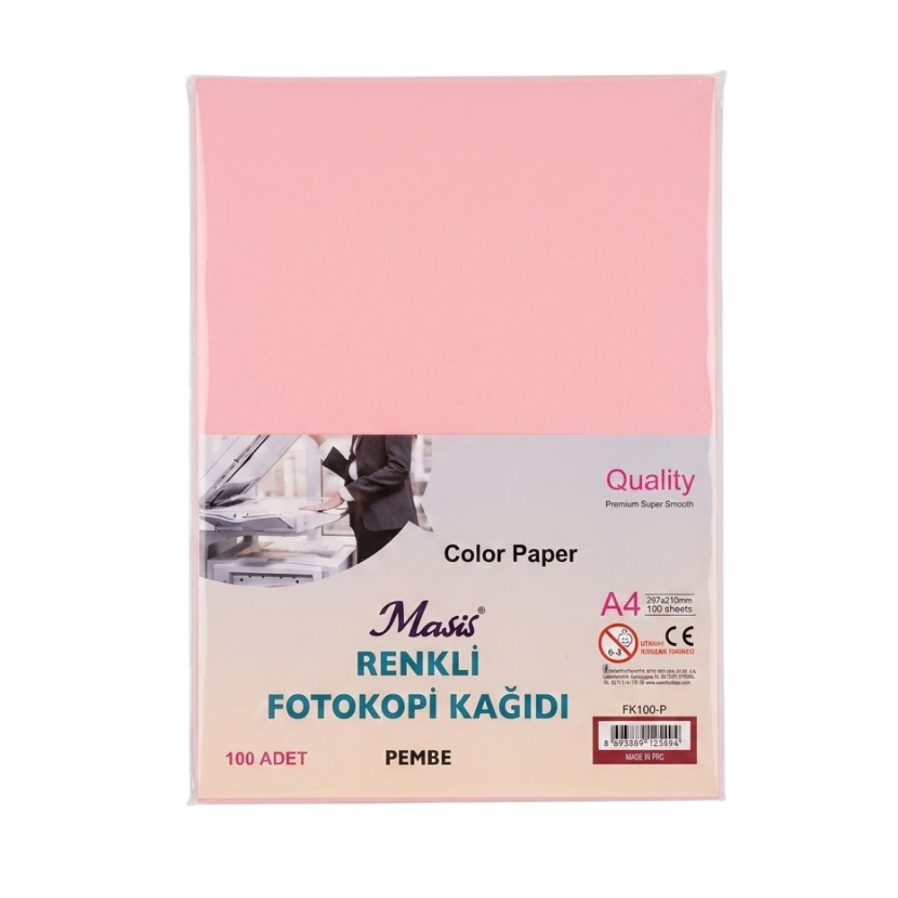 MASİS PEMBE RENKLİ FOTOKOPİ KAĞIDI 100 LÜ