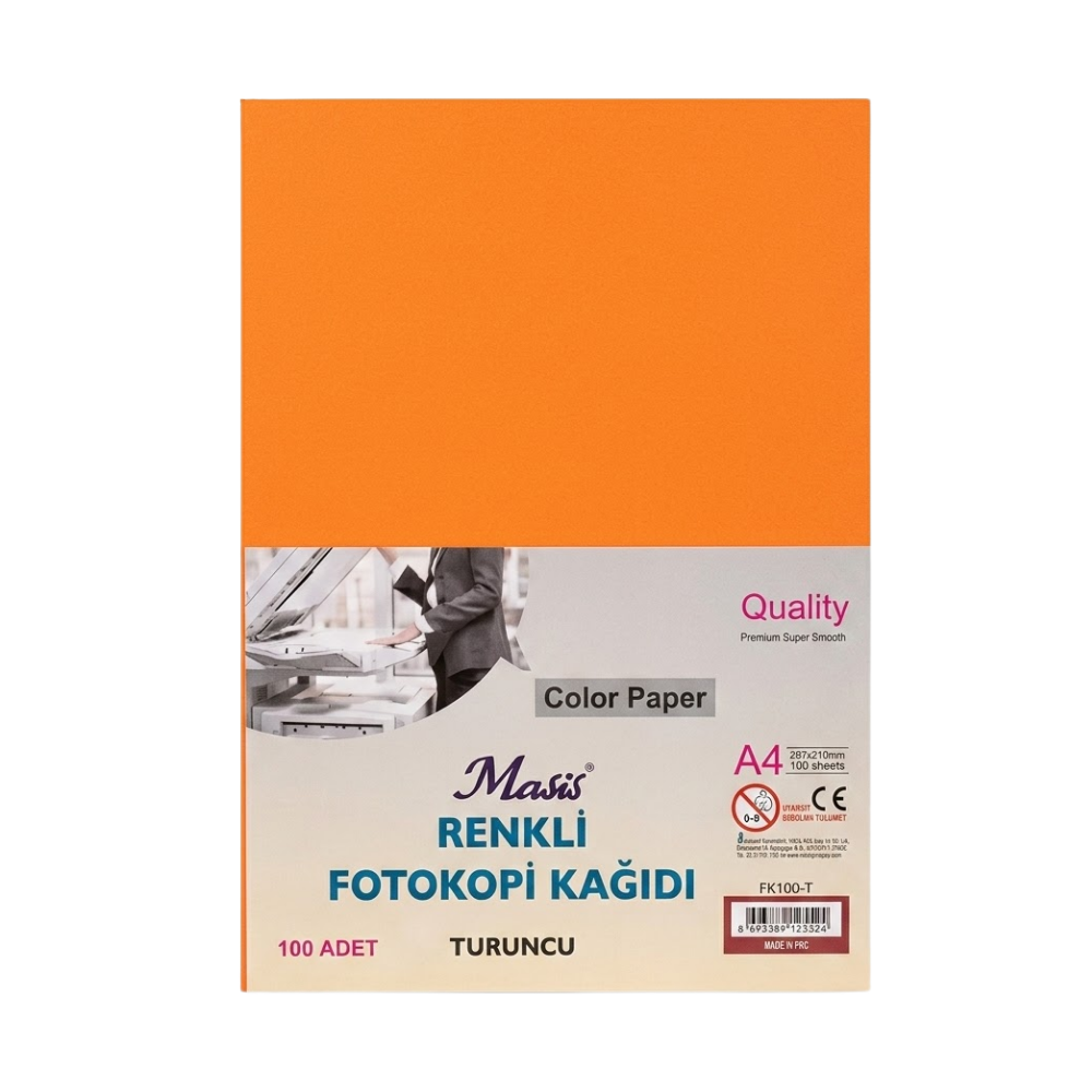 MASİS TURUNCU RENKLİ FOTOKOPİ KAĞIDI 100 LÜ