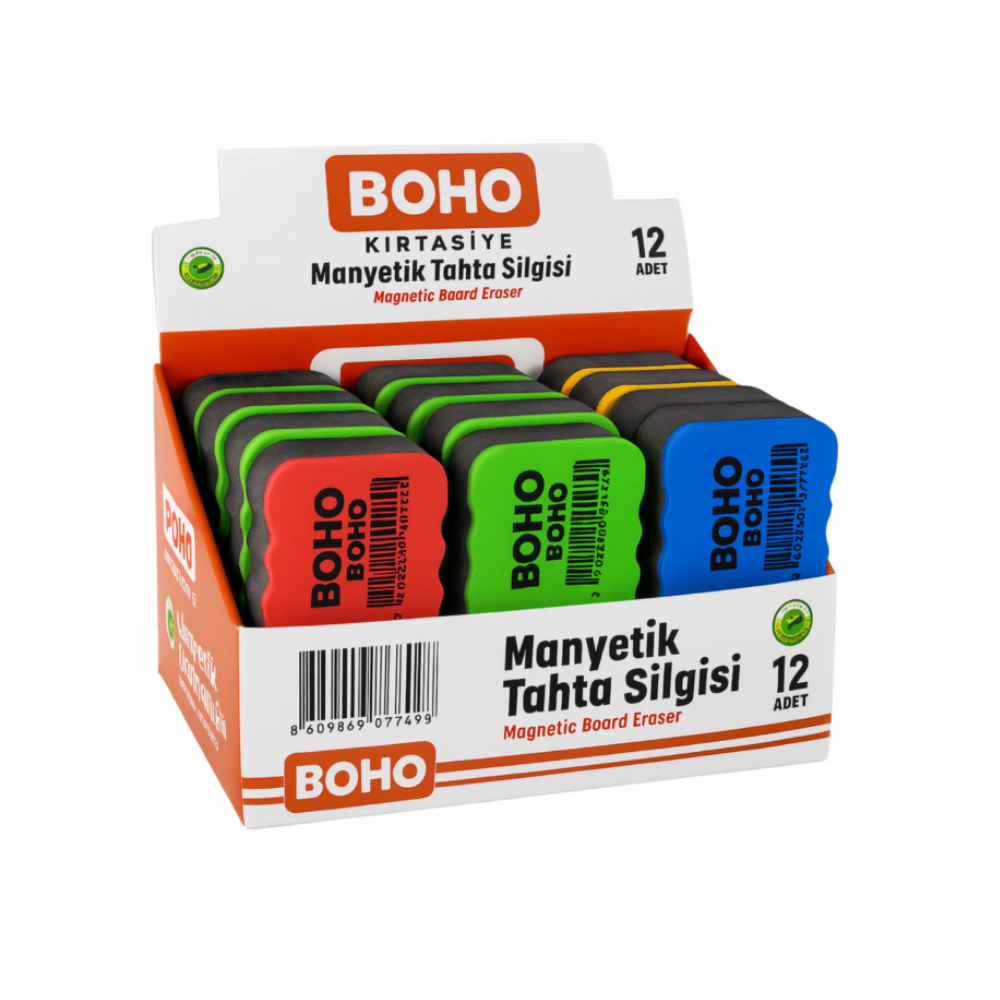 BOHO GÜLENYÜZ MANYETİK TAHTA SİLGİSİ 12 Lİ
