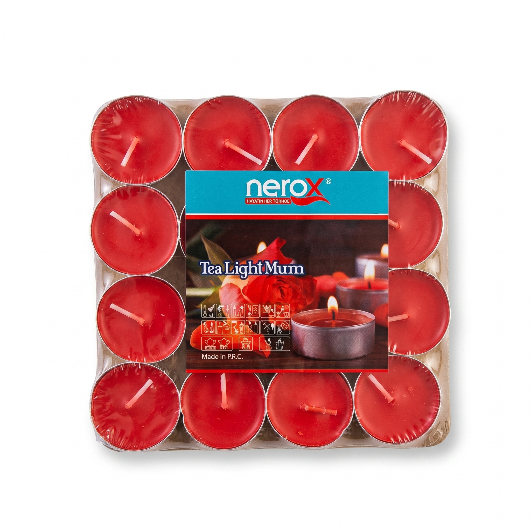NEROX KIRMIZI MUM TEALİGHT 5 GR YUV. 16 LI NRX-38R