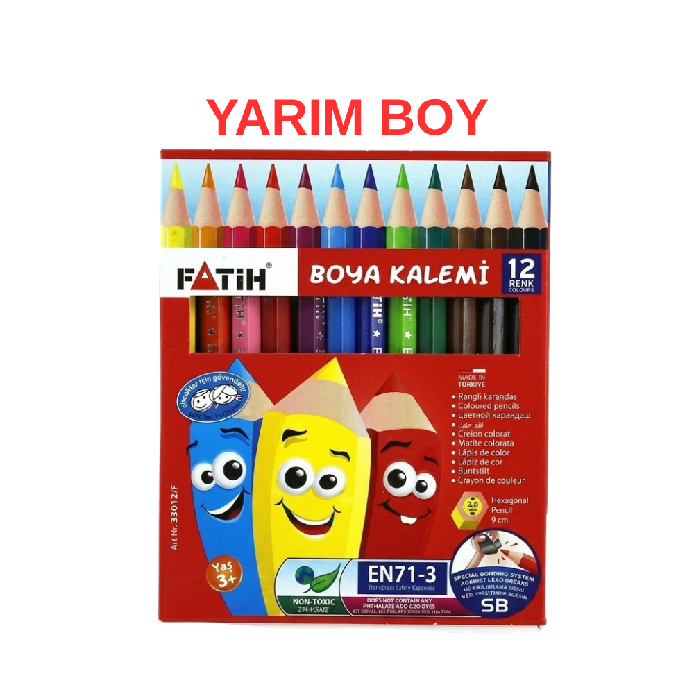 FATİH KURU BOYA 33012 12 RENK YARIM BOY 24 LÜ