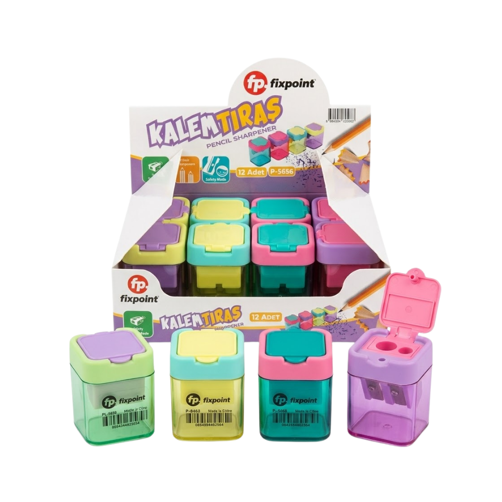 FİXPOİNT KALEMTRAŞ ÇİFTLİ PASTEL KARE KUTULU P-5656