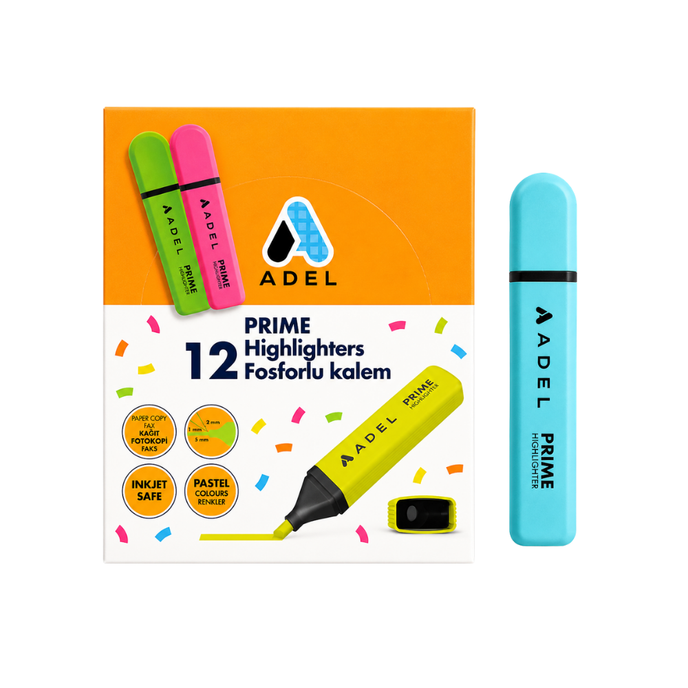 ADEL PASTEL MAVİ FOSFORLU KALEM 12 Lİ