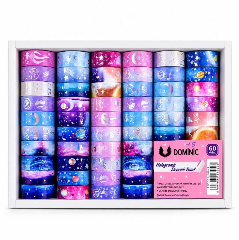 DOMİNİC UZAY HOLOGRAM DESENLİ BANT 60 LI