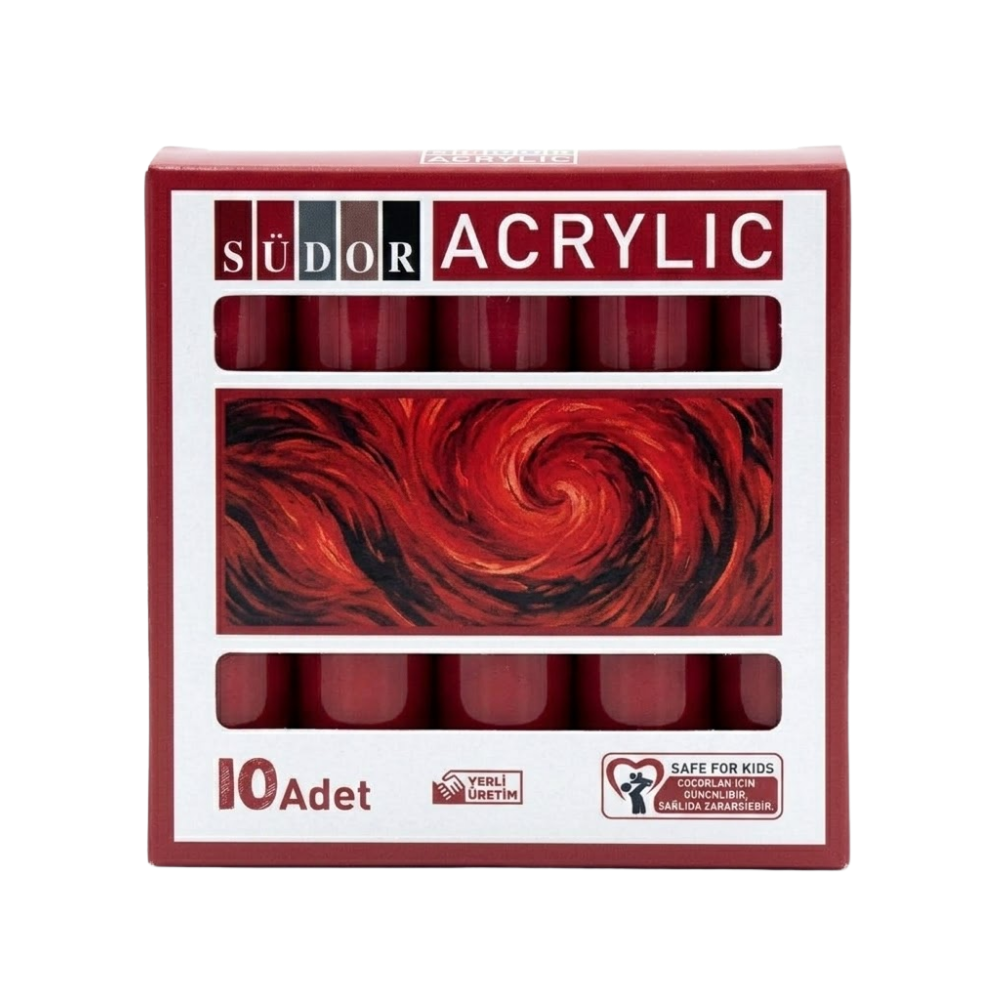SÜDOR AKRİLİK BOYA KIRMIZI 40ML 10 LU