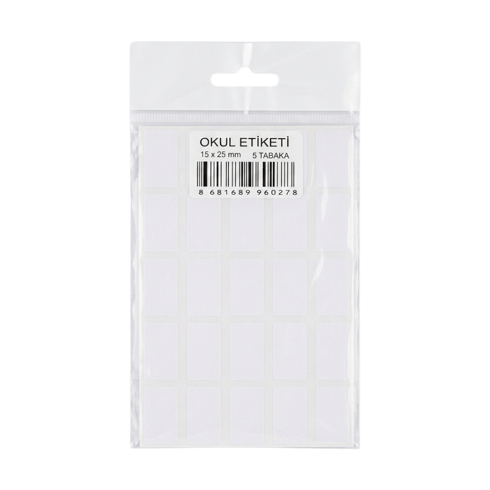 15x25 MM OKUL ETİKETİ 5 TABAKA 12 Lİ