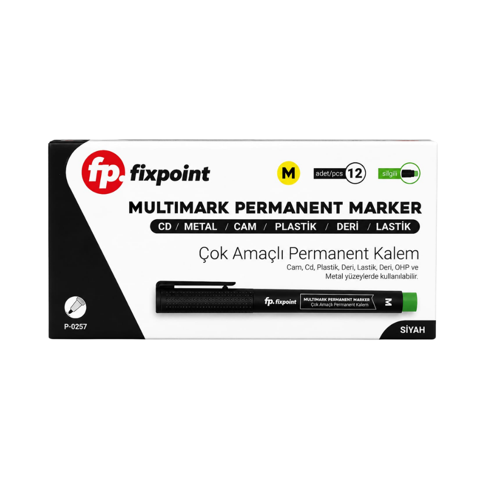 FİXPOİNT PERMANENT KALEM M SİYAH P-0257 12 Lİ