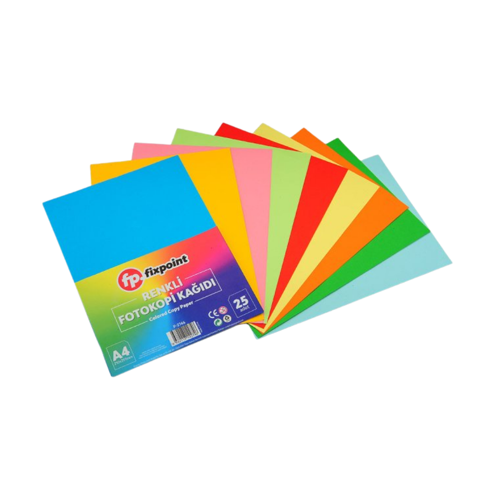 FİXPOİNT A4 RENKLİ FOTOKOPİ KAĞIDI 50 Lİ P-5624 10 RENK