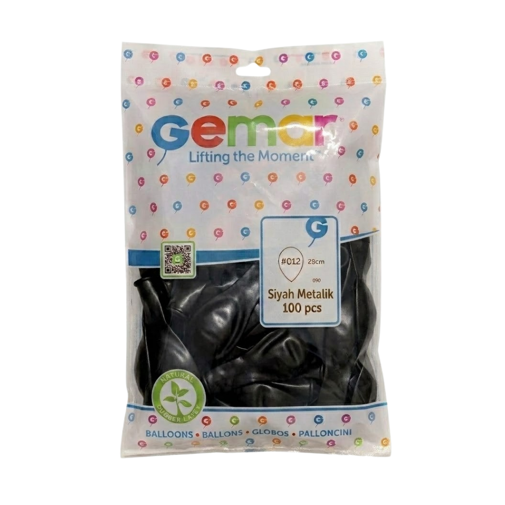 GEMAR METALİK SİYAH BALON 100 LÜ 065